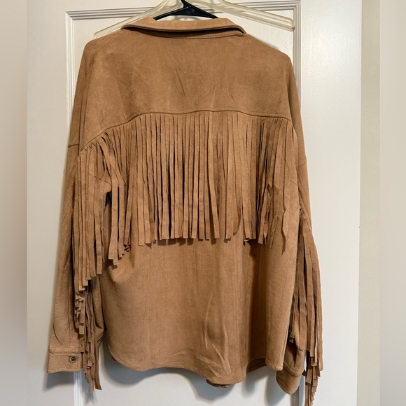 NWT Soft Suede Fringe Shacket - Picture 2 of 5
